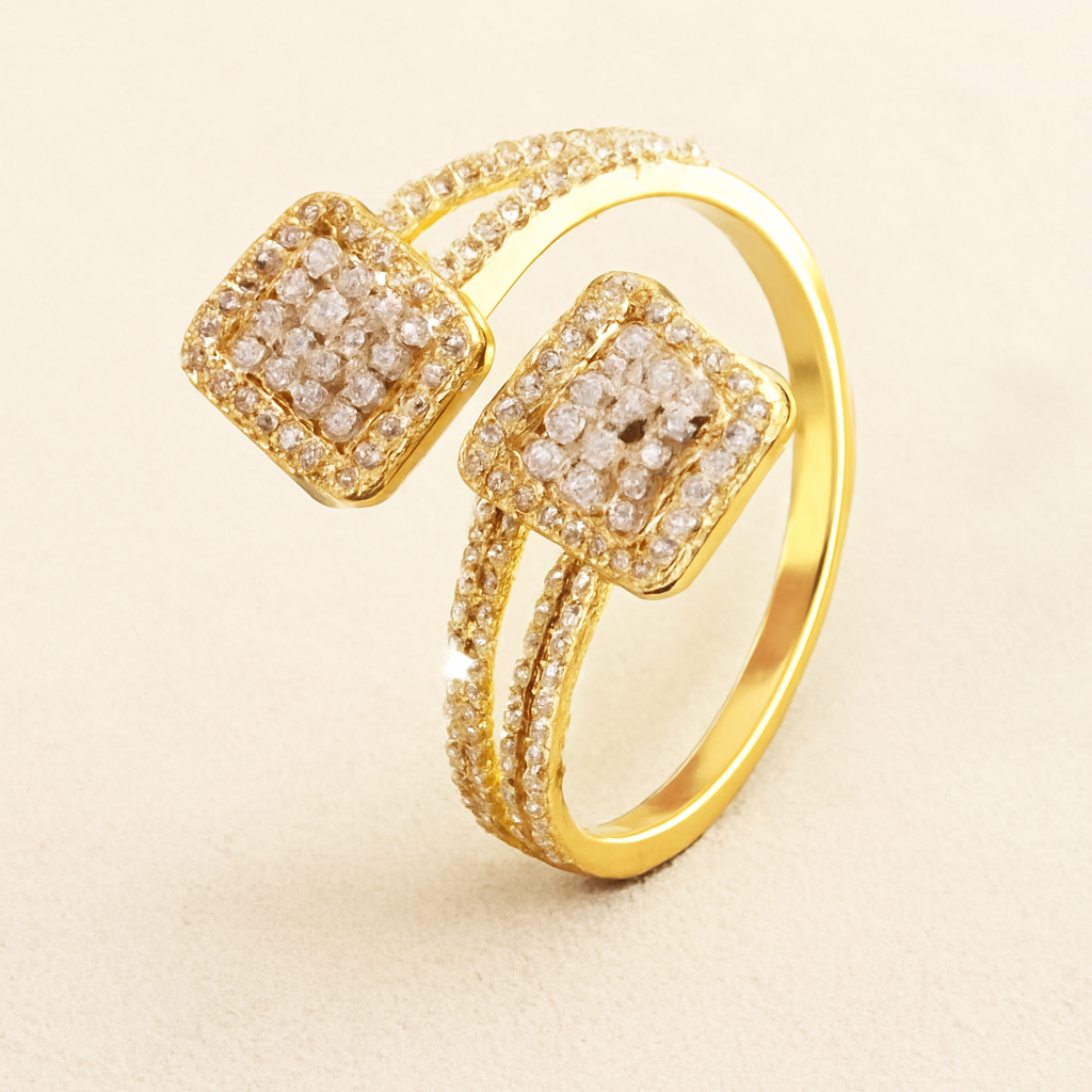 Ring van goudkleurig koper met zirkonia