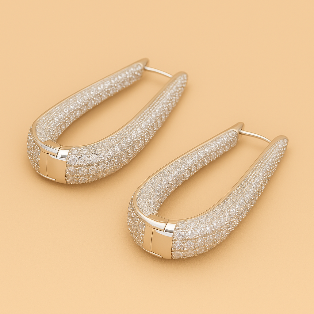 Oogverblindende Kristal-geïnspireerde Creolen – Elegantie met Synthetische Zirkonia