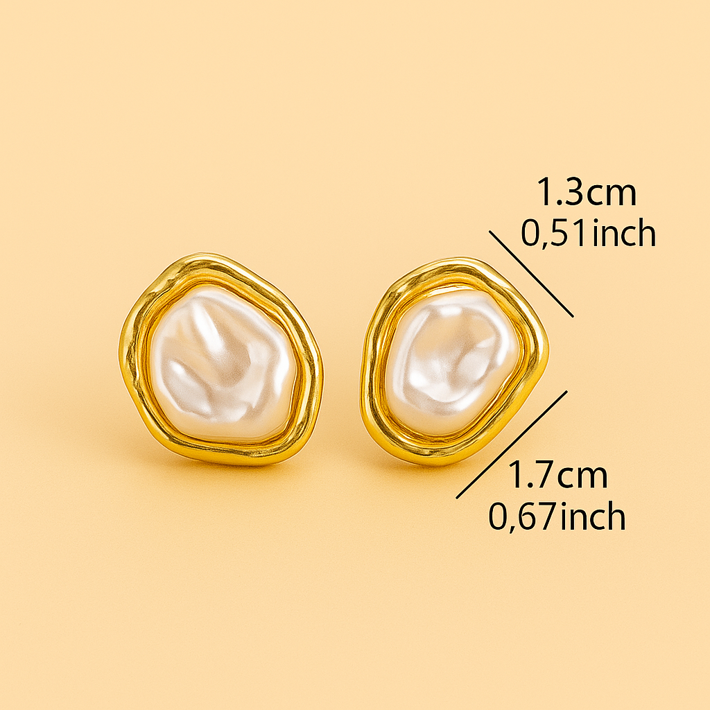 Elegante Onregelmatige Ovale Parel Oorknopjes – Goudkleurige Afwerking voor Dames