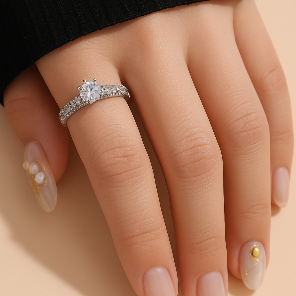 Slanke Zirkonia Ring - Zilver Koper Afwerking