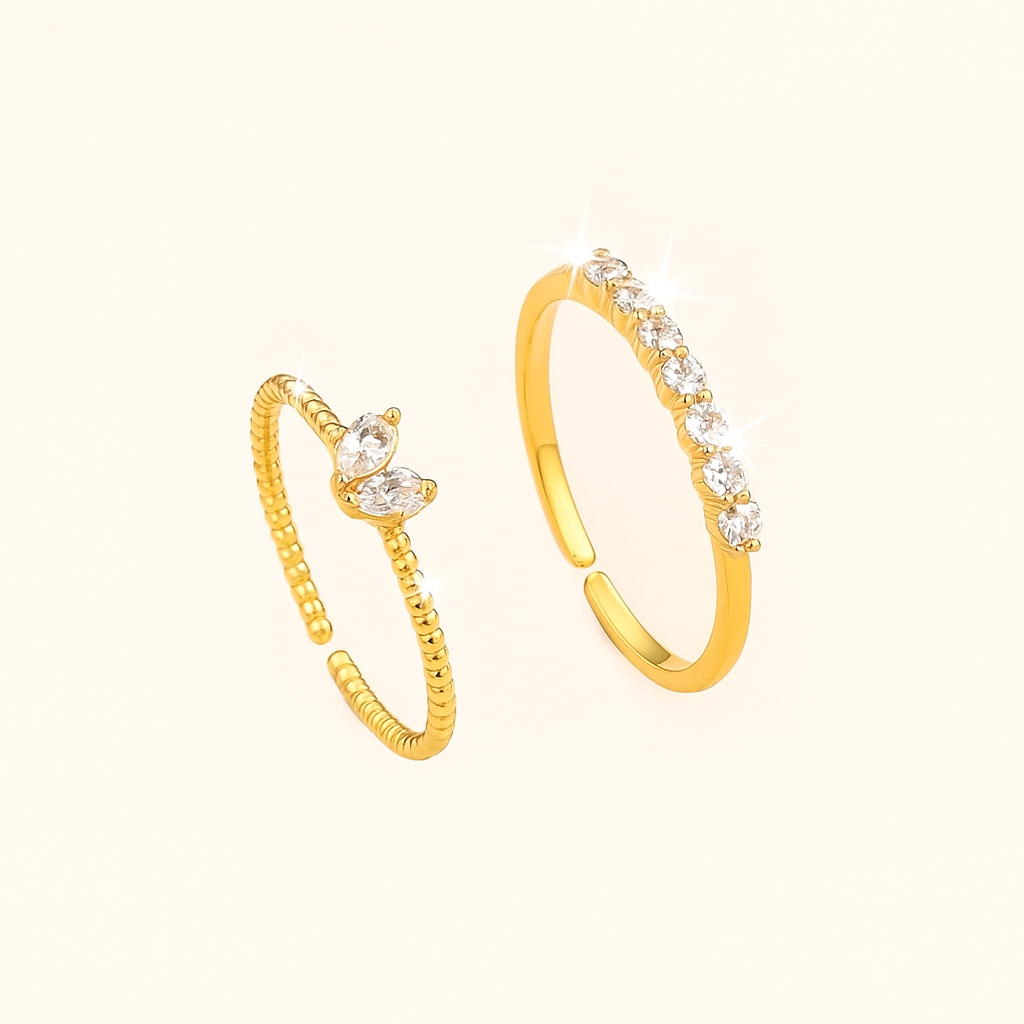 Romantische hartvormige ringen set - 2 stuks verstelbaar