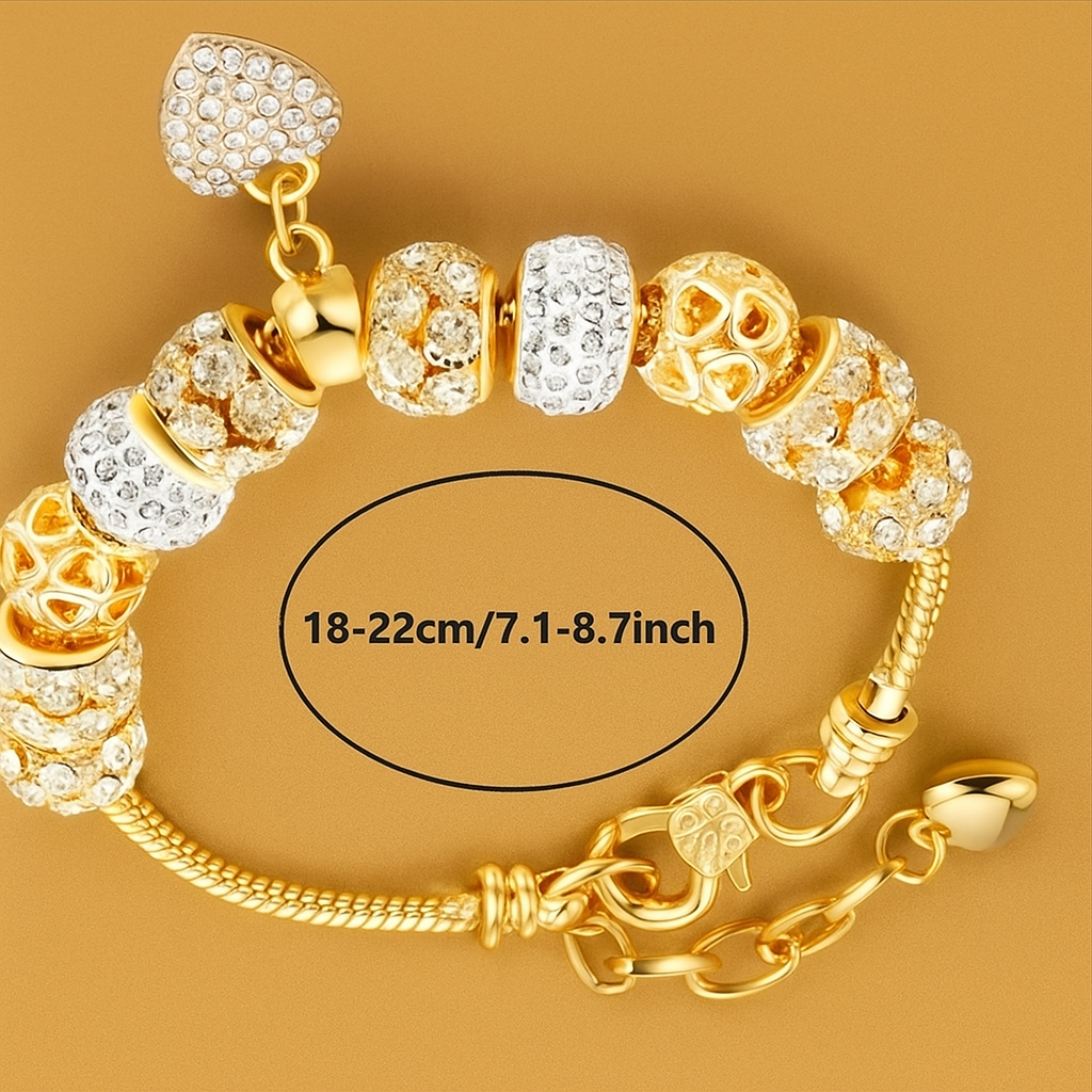 14K Gouden Kralen Armband met Hart Hanger