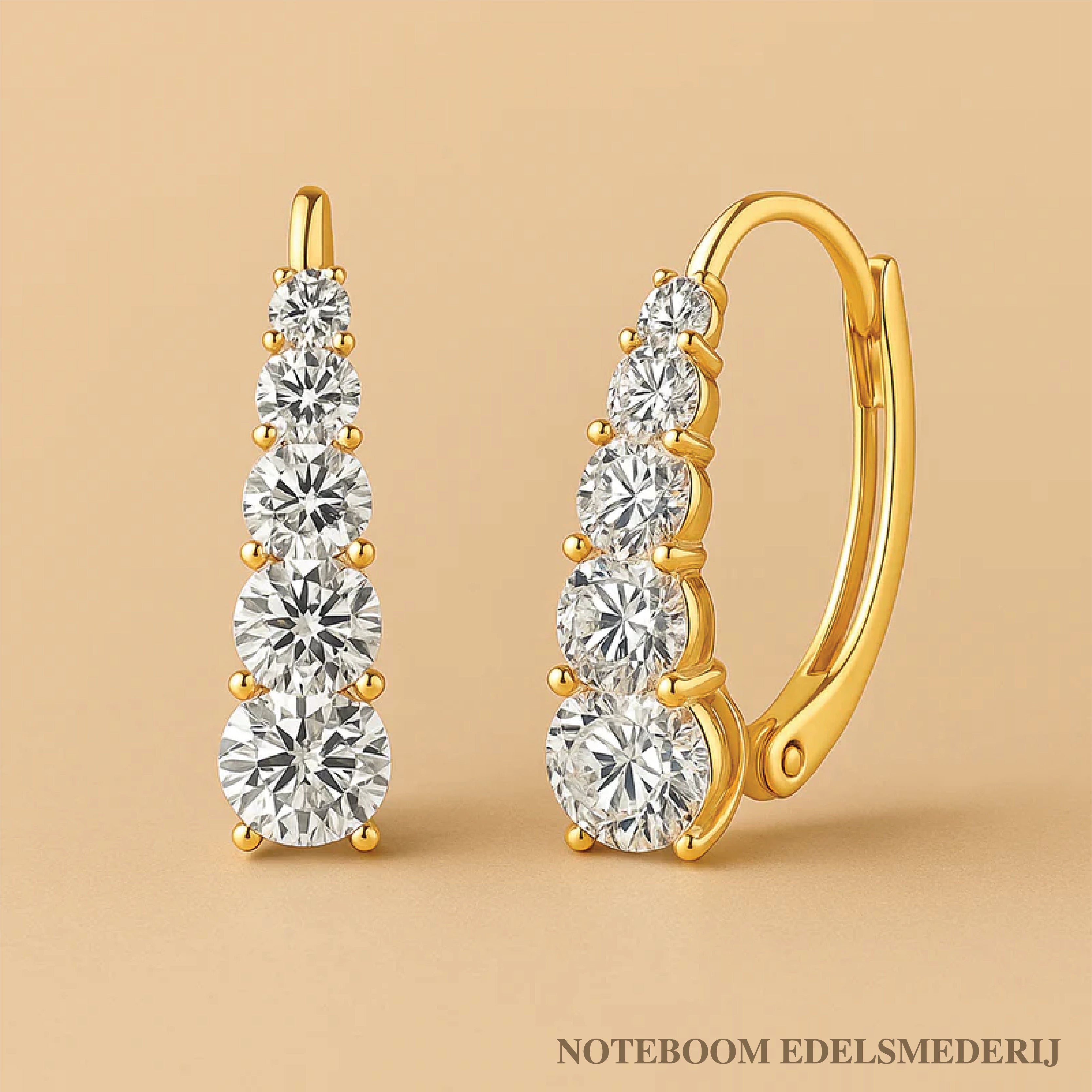 Elegante Carol Oorknopjes – 4-Steens Design in 16k Goud
