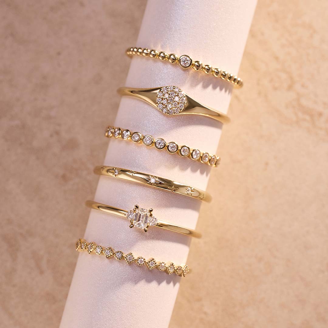Diamanten Bubbelaccent Ring | 14k Goud