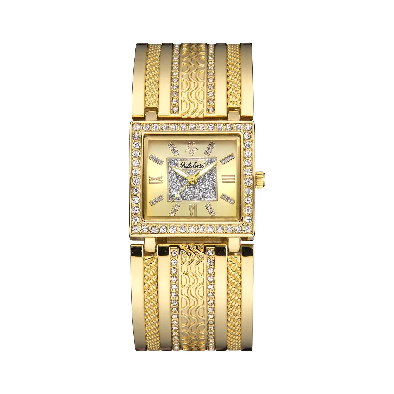 Luxe gouden dameshorloge met strass details