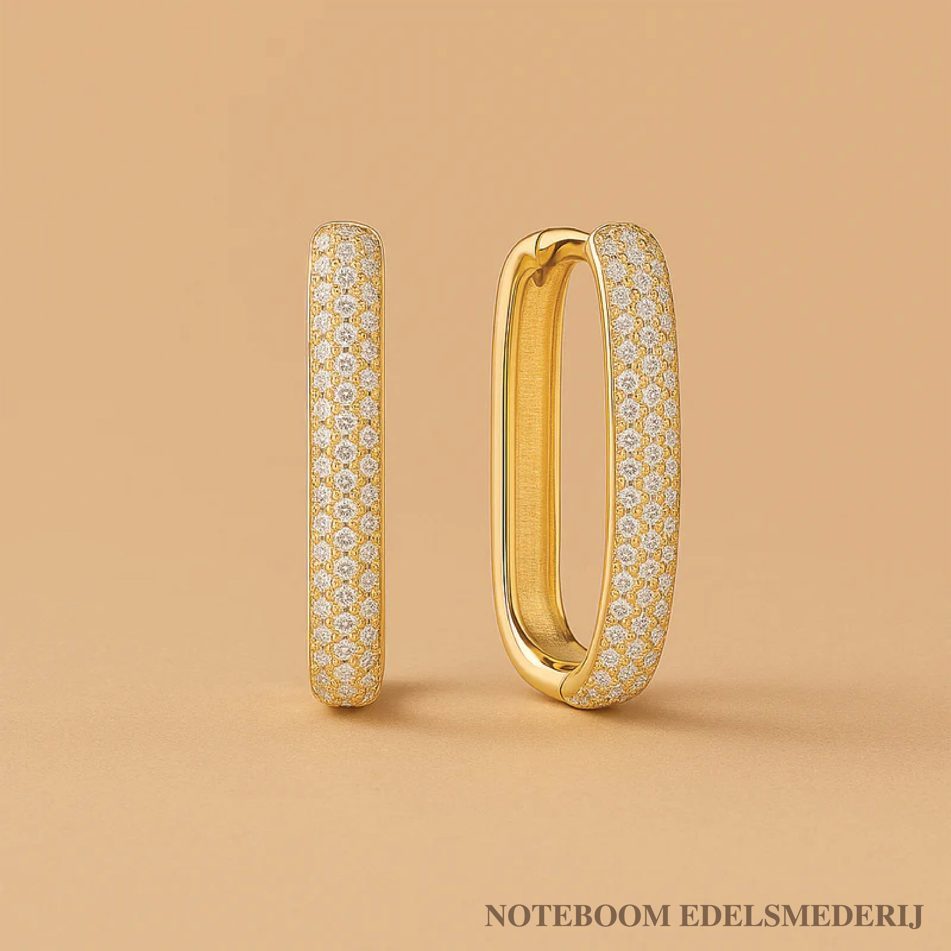 Grote Pavé Creolen in 16k Goud