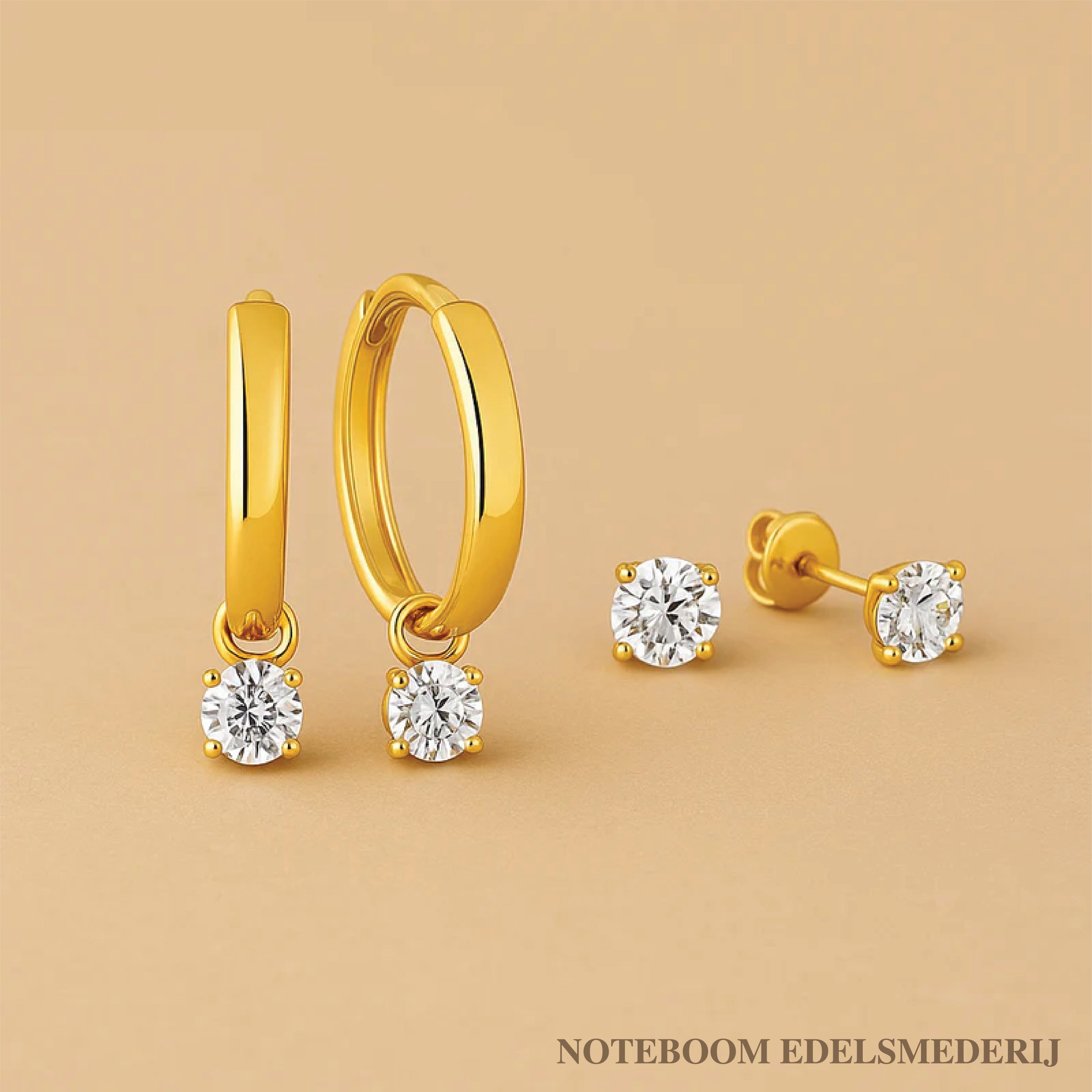 Larmes de Lune Oorbellen Set – 14K Gouden Maanlichtelegantie