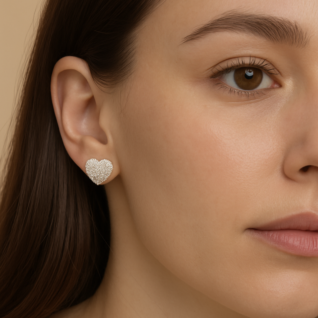 Hartvormige Moissanite Oorknopjes – Romantisch Sprankelend Cadeau