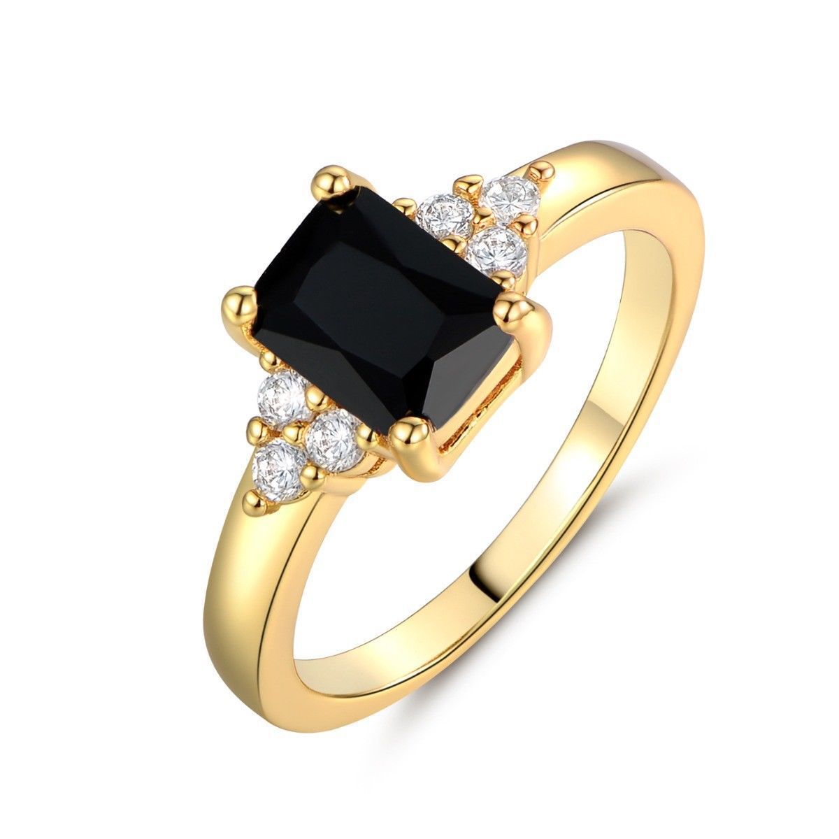 Zwarte Spinel Baguette Ring | 14k Goud