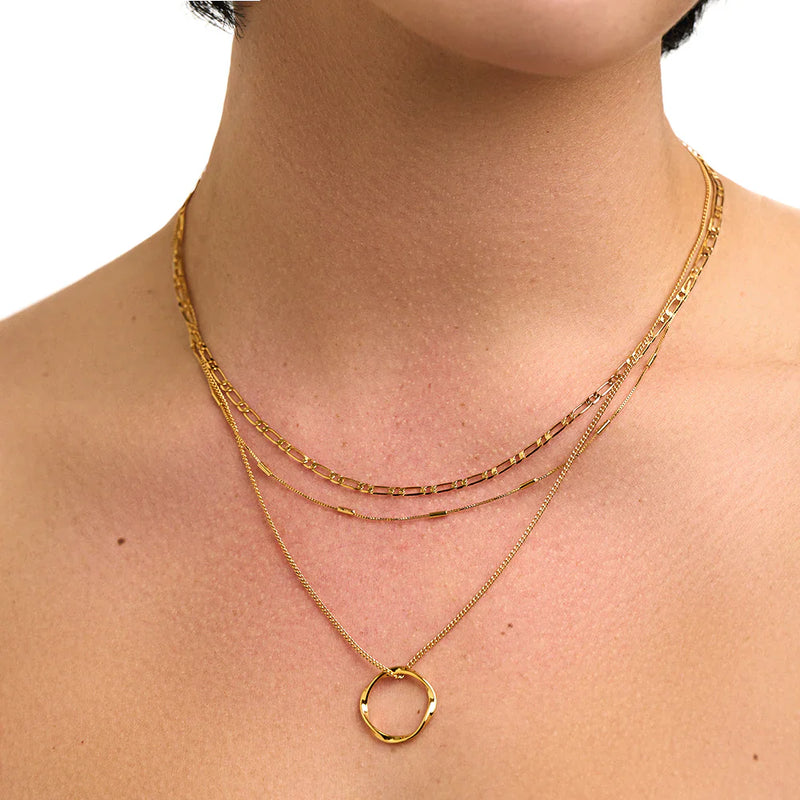 Drievoudige Open Cirkel | 18k Gouden Ketting