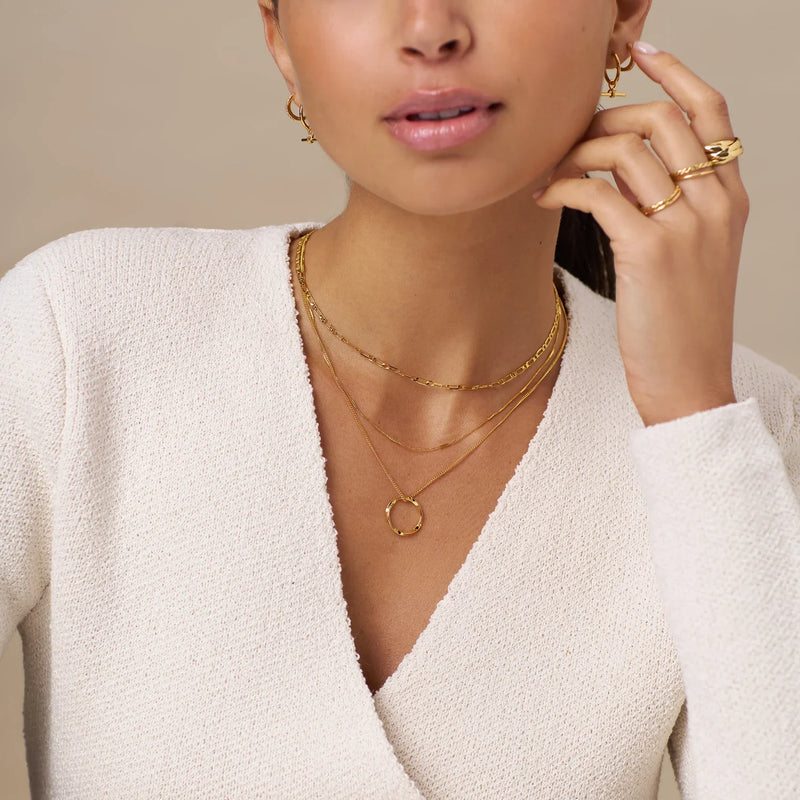 Drievoudige Open Cirkel | 18k Gouden Ketting