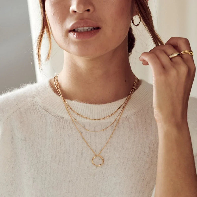 Drievoudige Open Cirkel | 18k Gouden Ketting