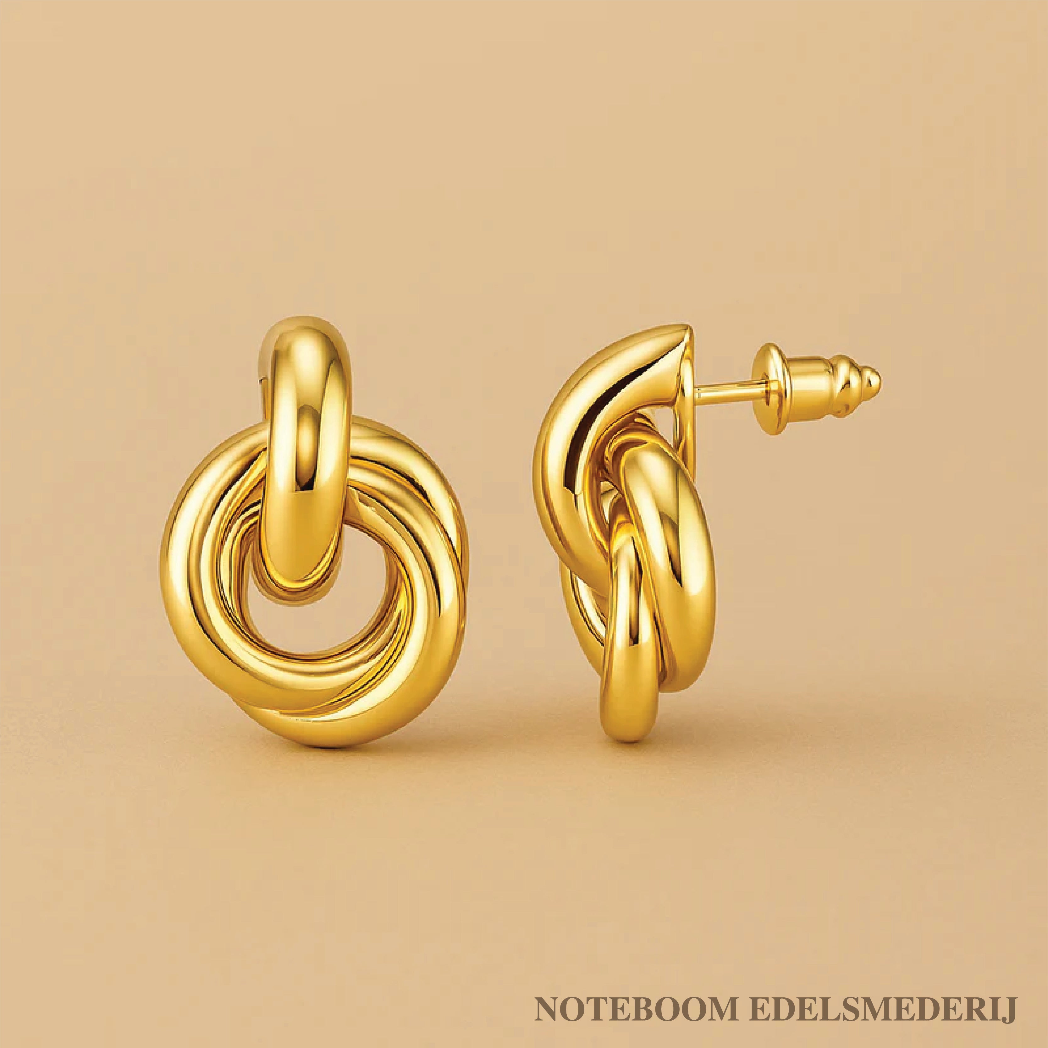 Harmonieuze Verstrengelde Hoepeloorbellen in Gepolijst 14K Goud