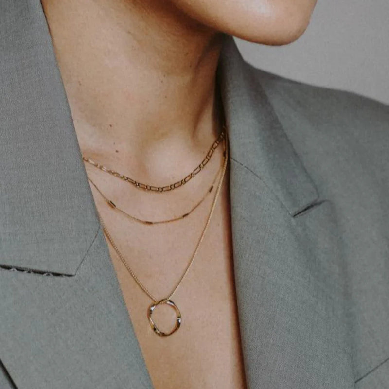 Drievoudige Open Cirkel | 18k Gouden Ketting