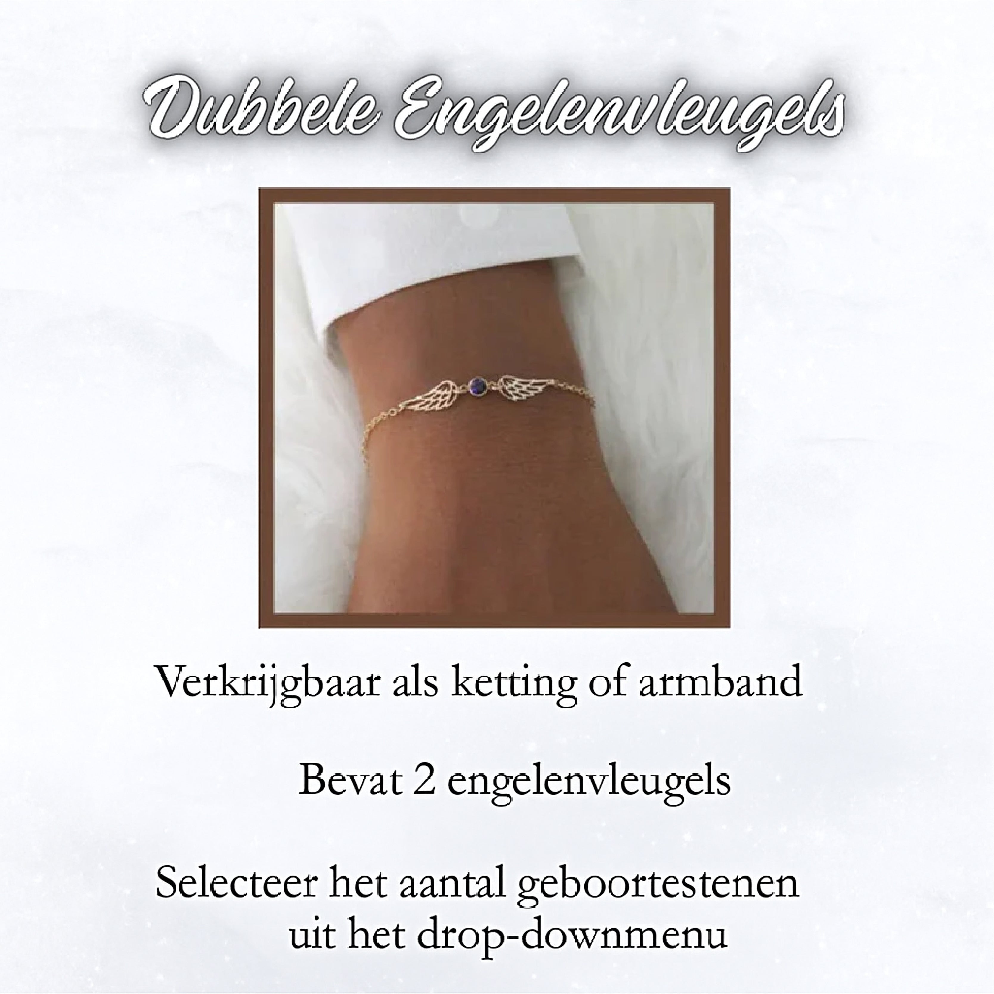 Verbonden door Liefde – Armband- & Kettingset met Engelvleugels en Geboortesteen
