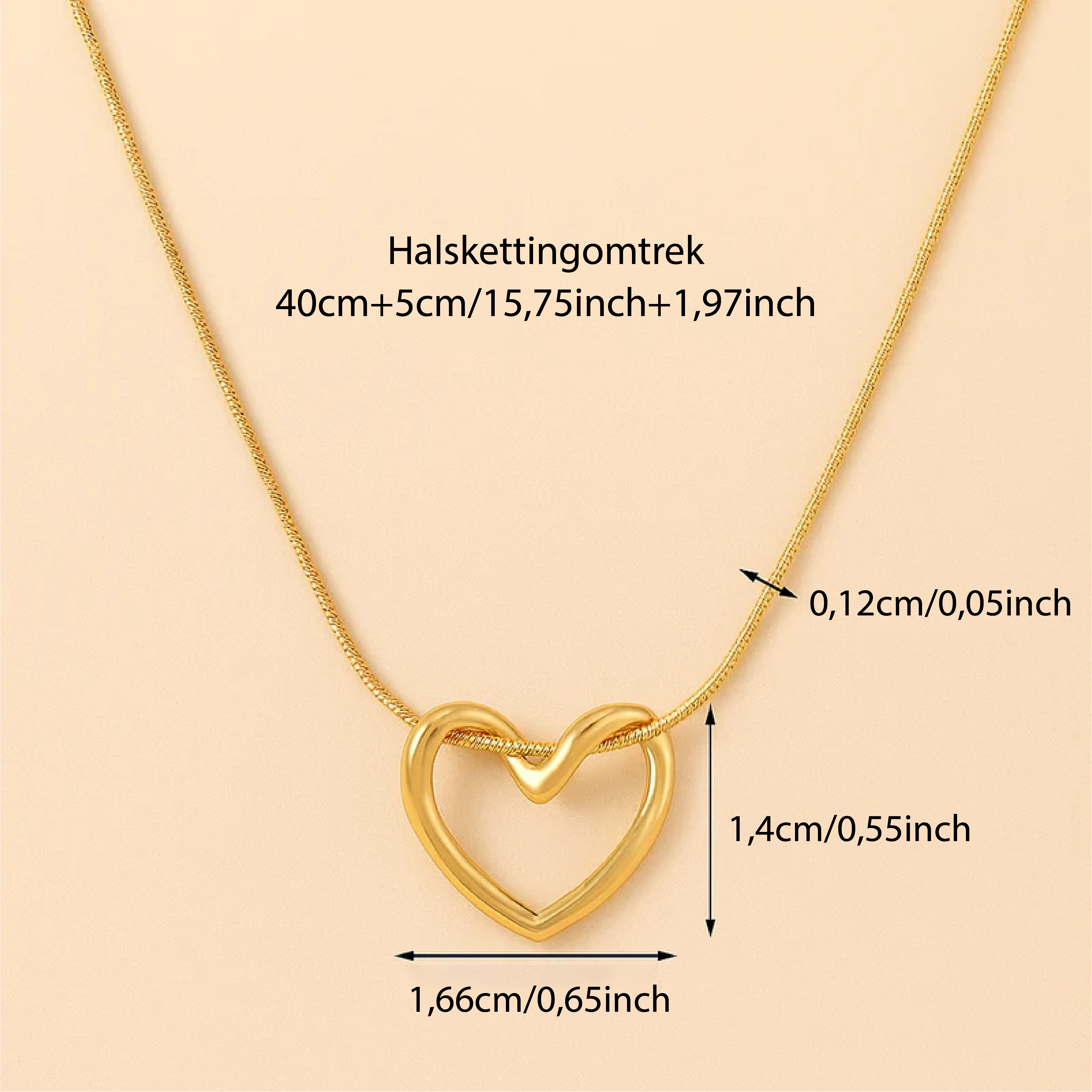 Dames Gouden Opengewerkt Hart Ketting – Minimalistische Gelaagde Ketting