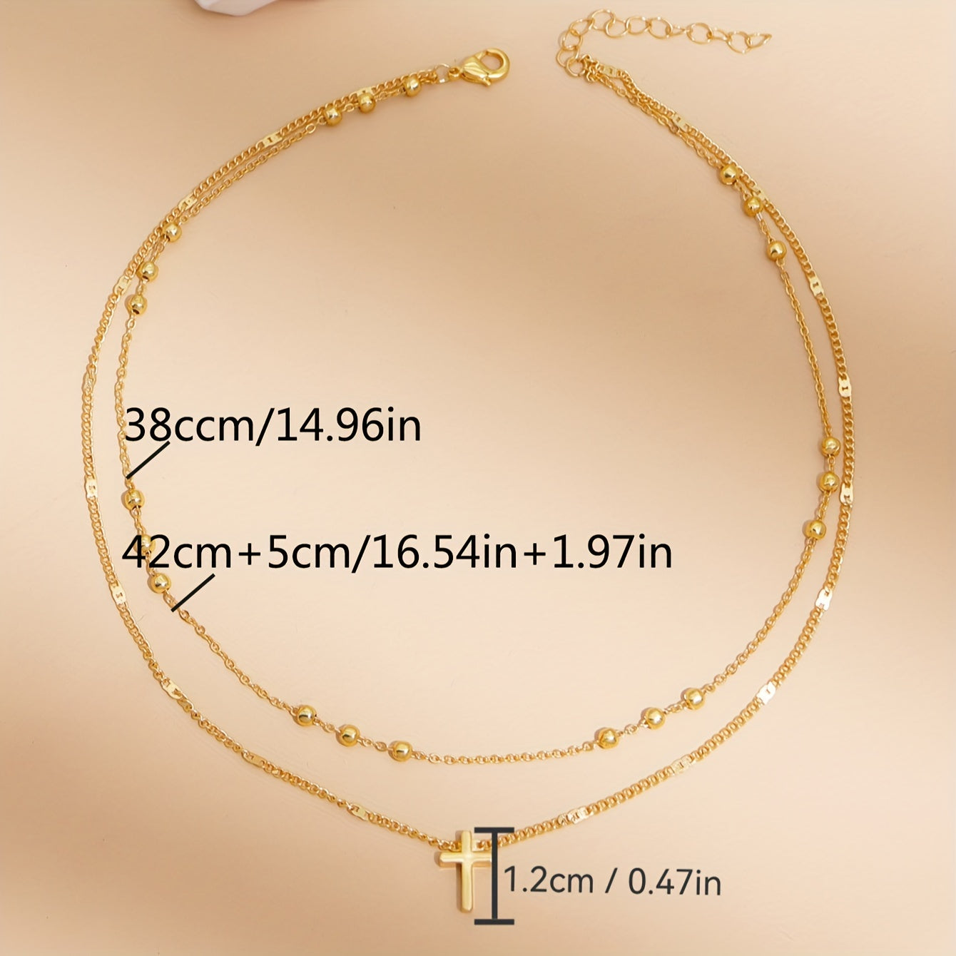 Siena | Kruis & Kralen Gelaagde Ketting