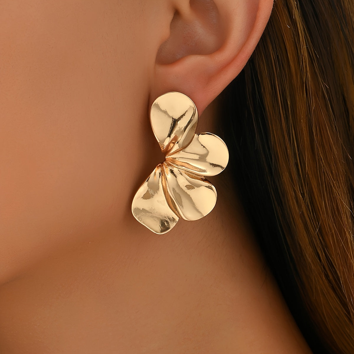 Gouden Bloei Elegante Geometrische Bloemoorbellen voor Haar