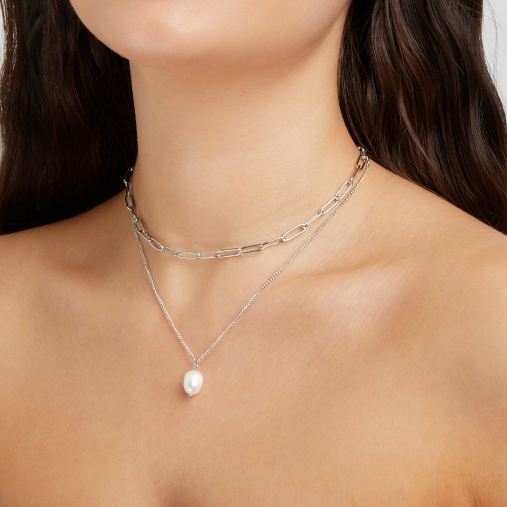 Angela – Zilveren Parelketting