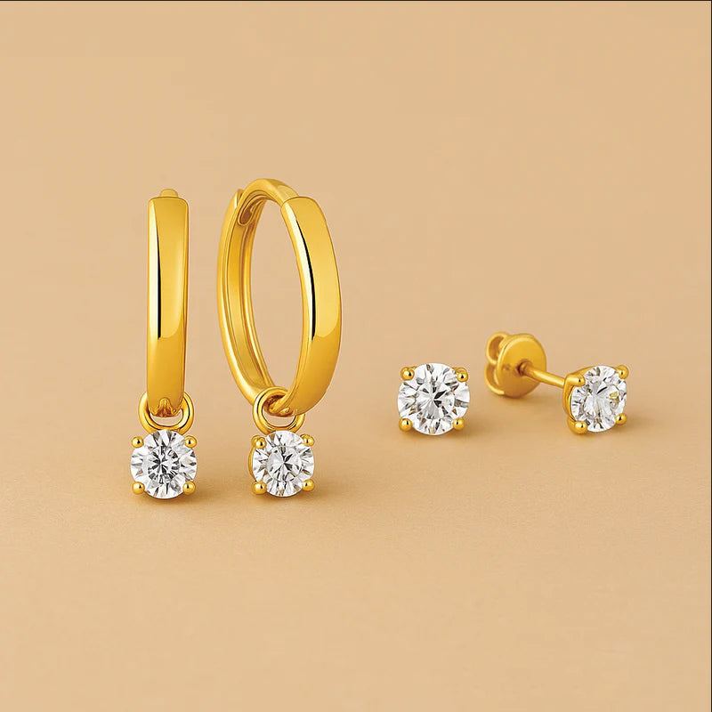 Larmes de Lune Set | Elegante 14k Gouden Oorbellen