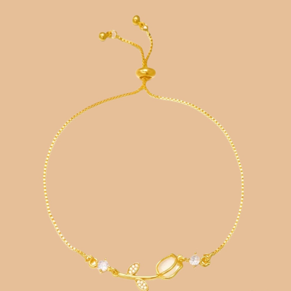 Elegante Tulp Verstelbare Armband met Kattenoog