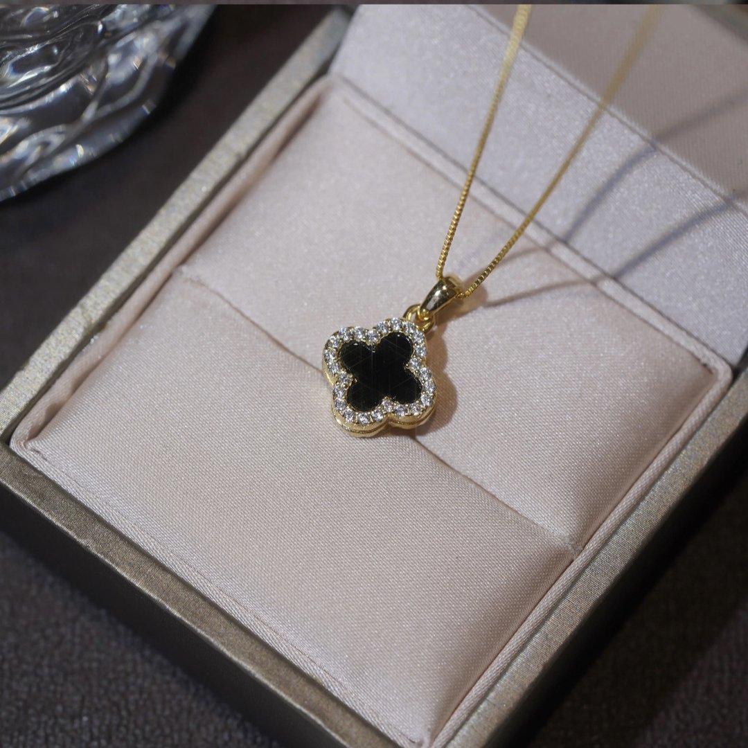 Goudvergulde Ingelegde Vierbladige Klaverketting