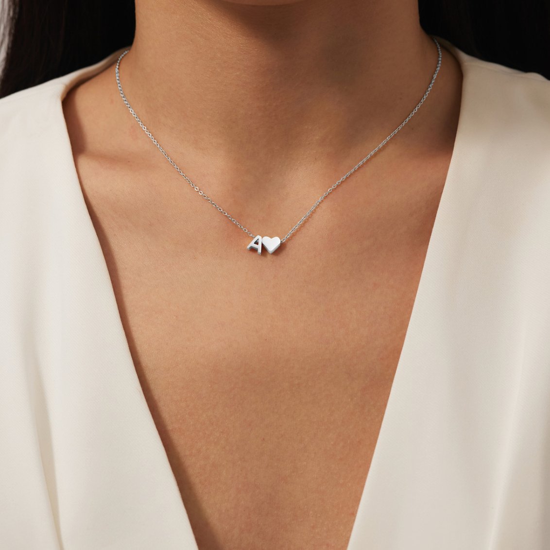 Forever Love & Letter Zilveren Halsketting