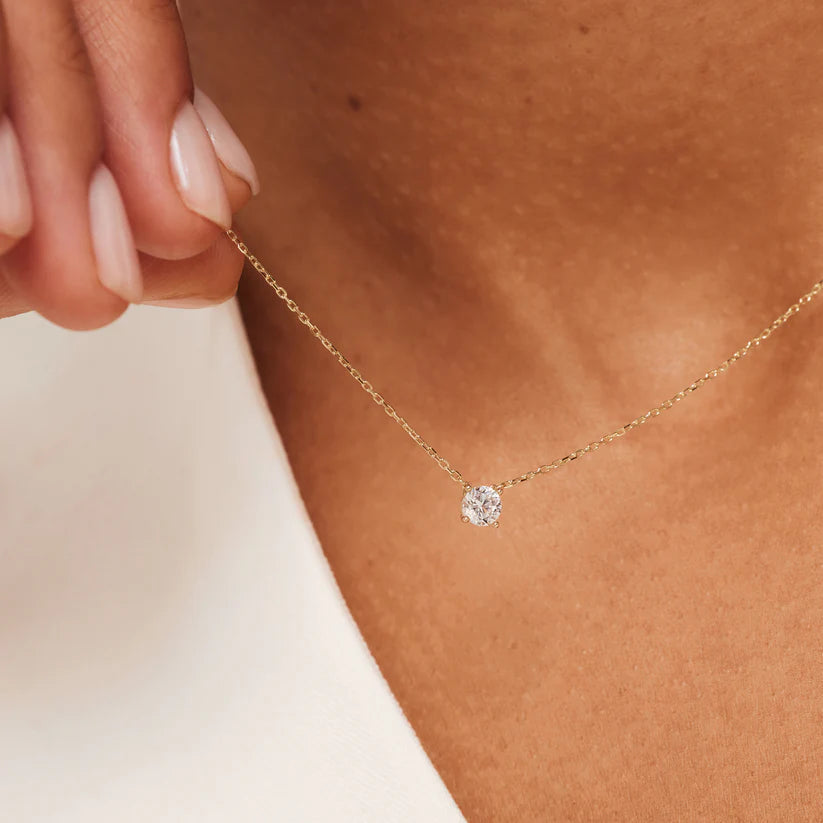 Cléa Moissanite Hanger Collier in 14k Goud
