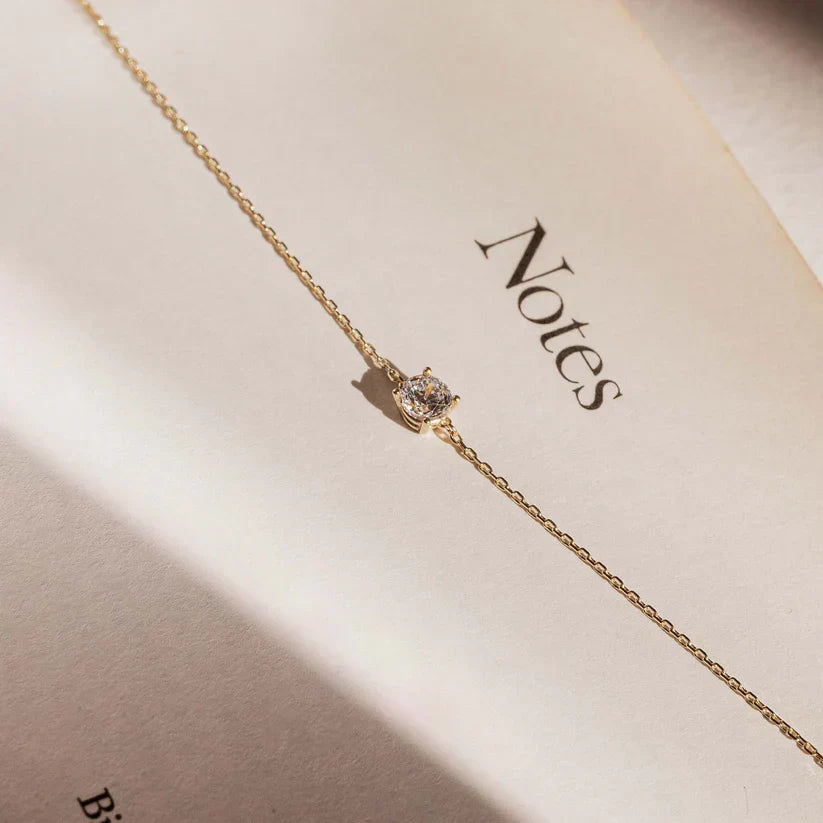Cléa | Sprankelende Moissaniet Armband met Gouden Schakelketting