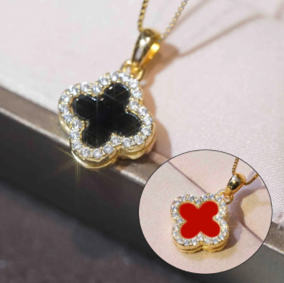 Goudvergulde Ingelegde Vierbladige Klaverketting