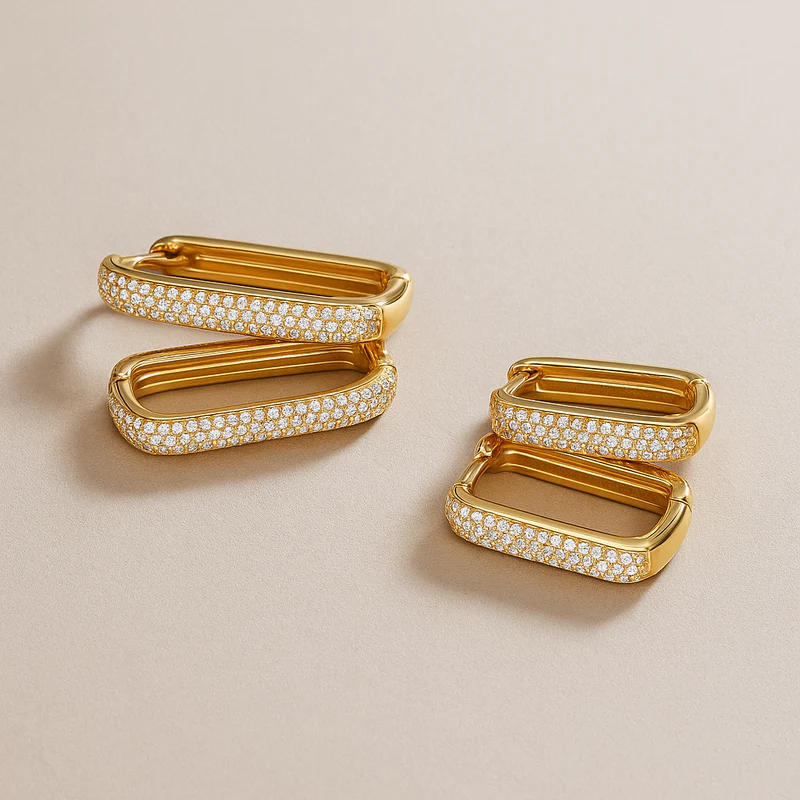 Stralende 16K Gouden Hoepeloorbellen – Pavé Statement Ontwerp