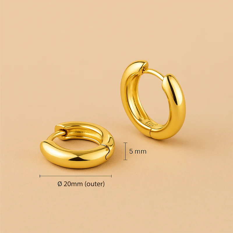 Rue Statement Hoepeloorbellen – 18K Gouden Elegantie