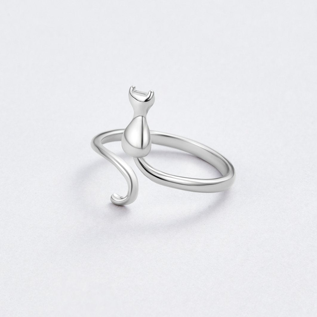 Middernachtkat Zilveren Ring