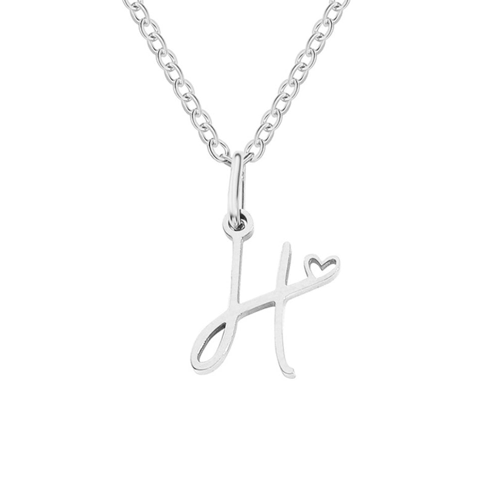 Zilveren Hartketting met Letters