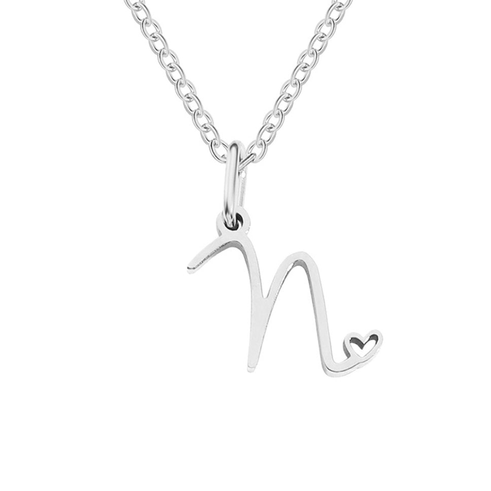 Zilveren Hartketting met Letters