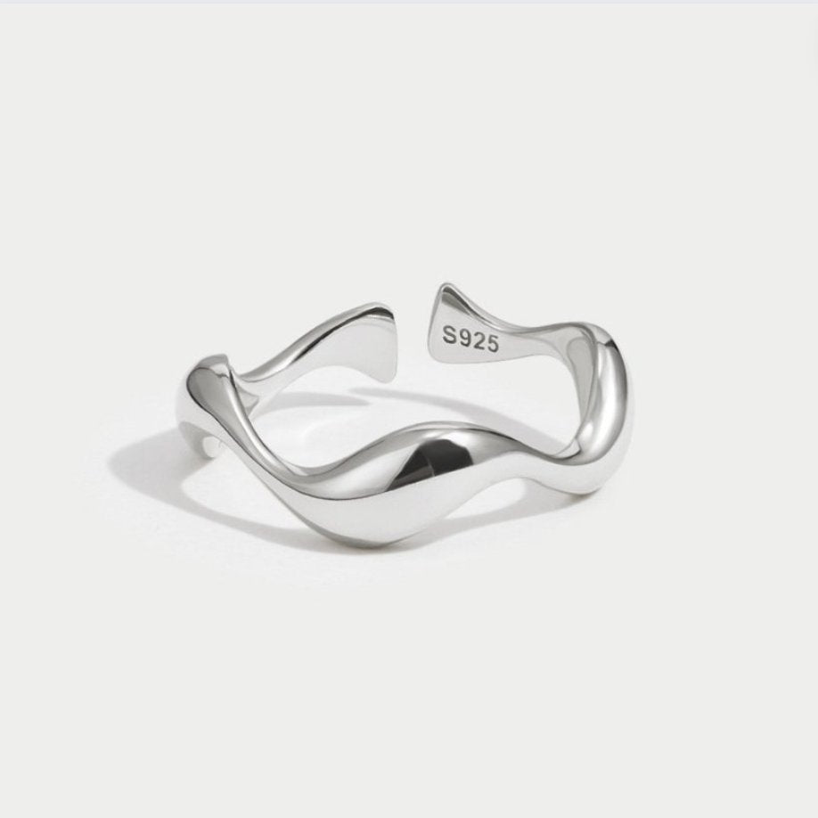Verstelbare Zilveren Ring met Golvend Design