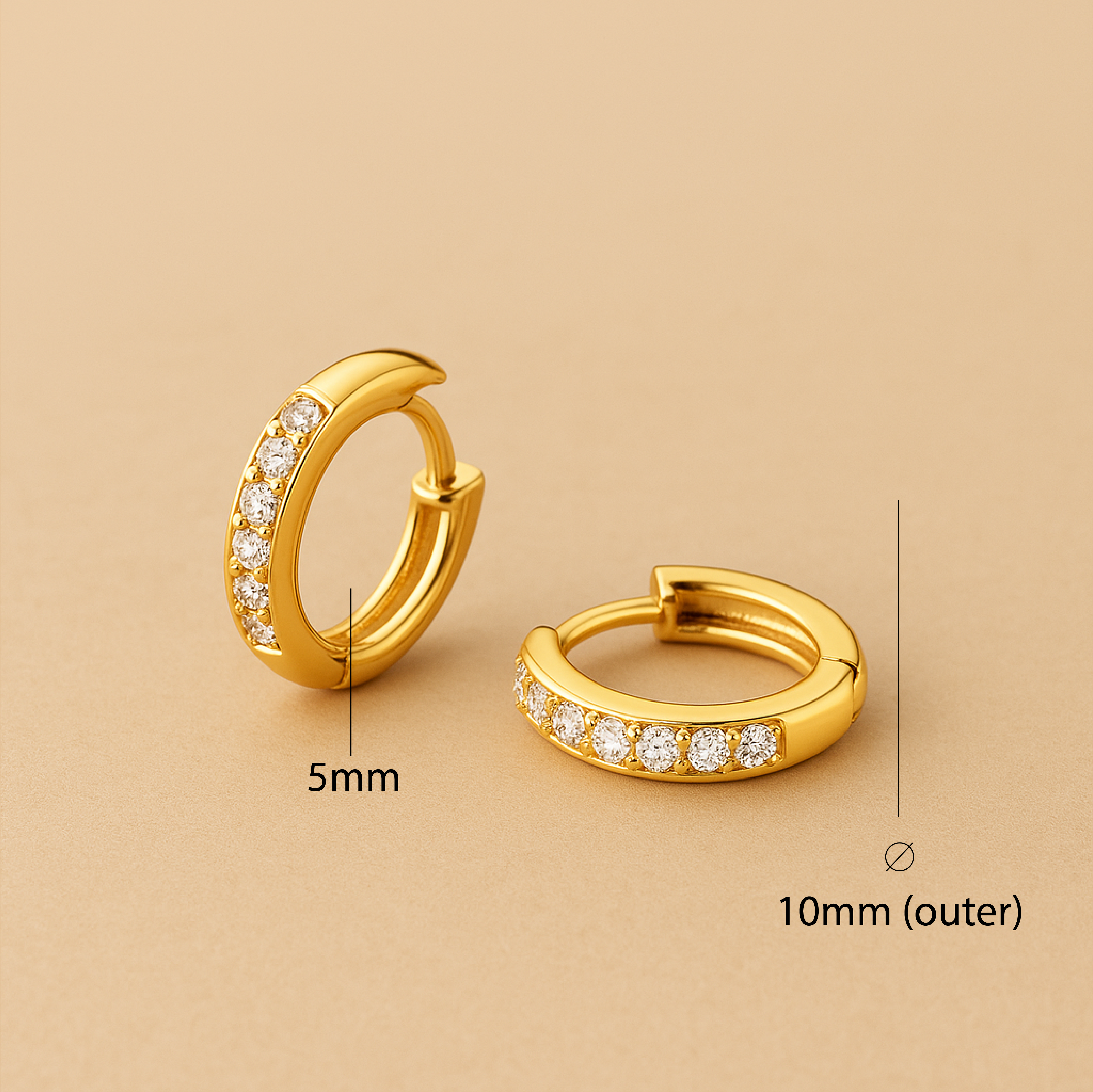 Jules Mini Hoops | Gepolijste 16k Gouden Afwerking