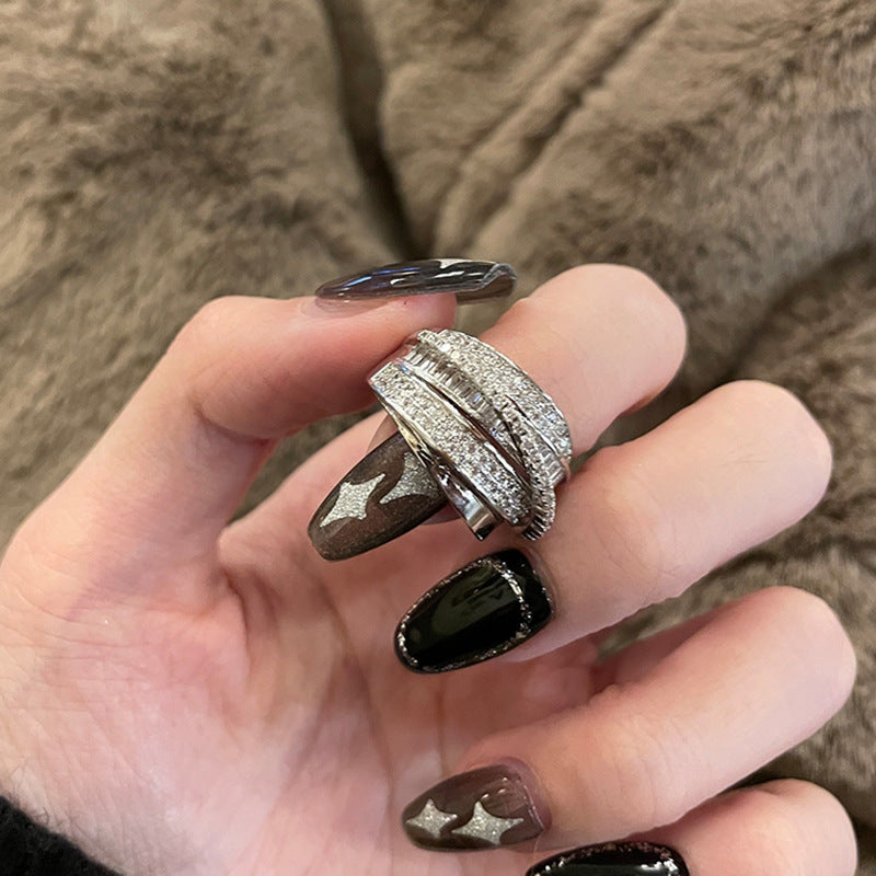 Zirkonia vintage kruisgeslepen ring