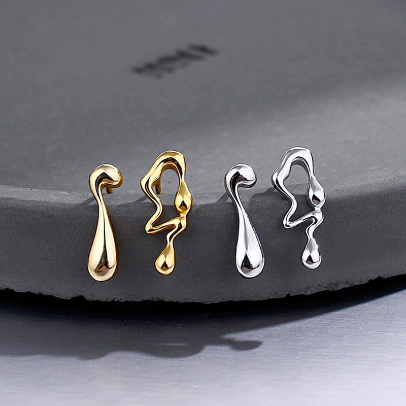 925 sterling zilver onregelmatige waterdruppel-oorbellen