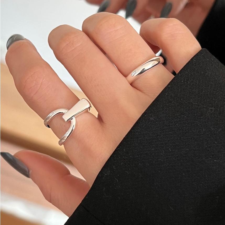 Asymmetrische verstelbare ring van sterling zilver