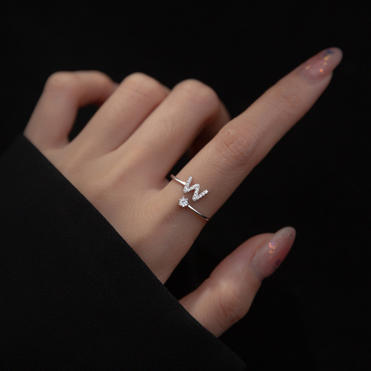 Zirkonia letter sterling zilver ring