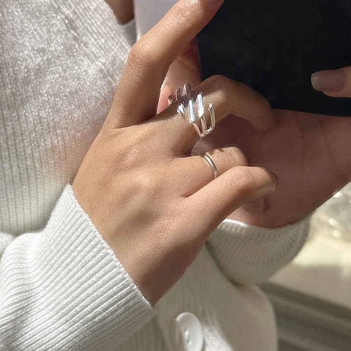 Sterling zilver gelaagde keper verstelbare ring