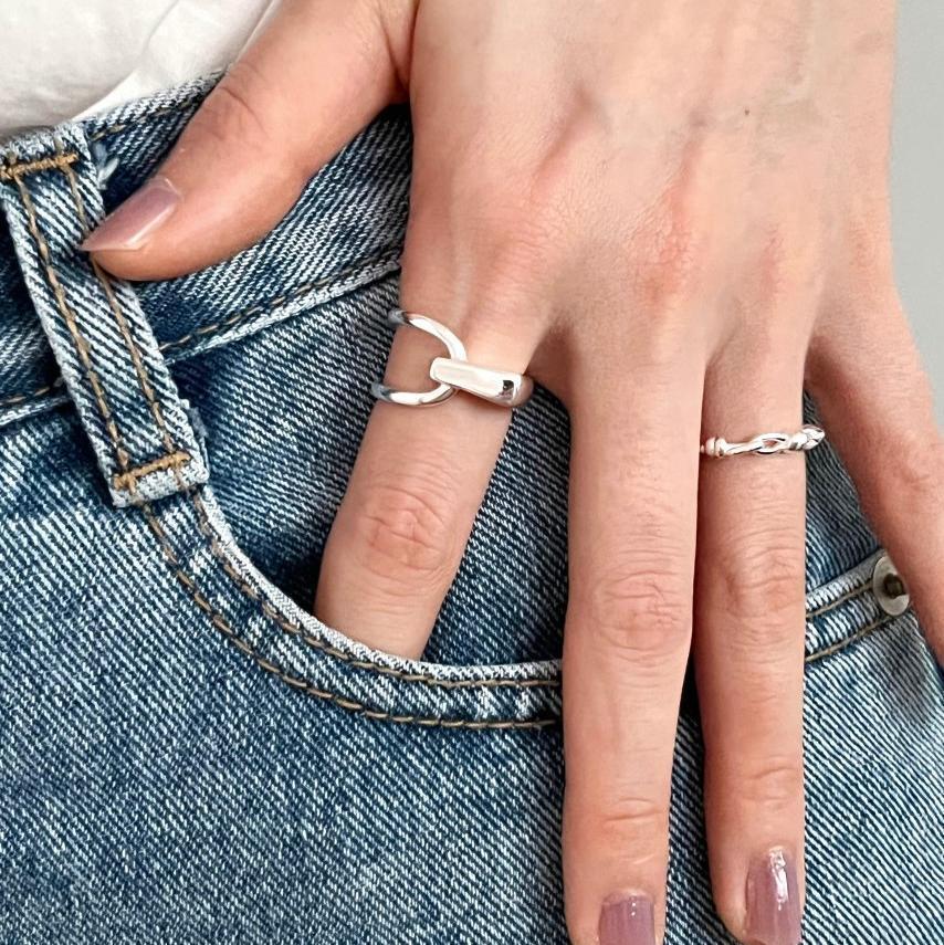 Asymmetrische verstelbare ring van sterling zilver