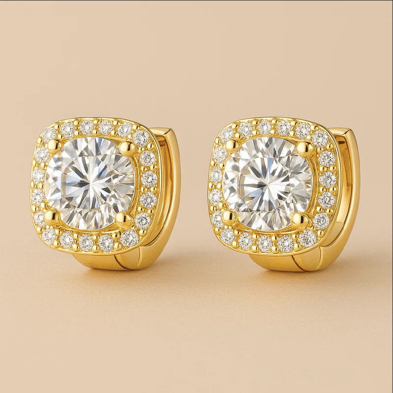 Nadine Vierkante Hoepels | Modern 18k Gouden Design