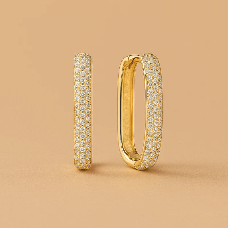 Pavé Hoepeloorbellen | Groot Formaat met 16k Gouden Afwerking