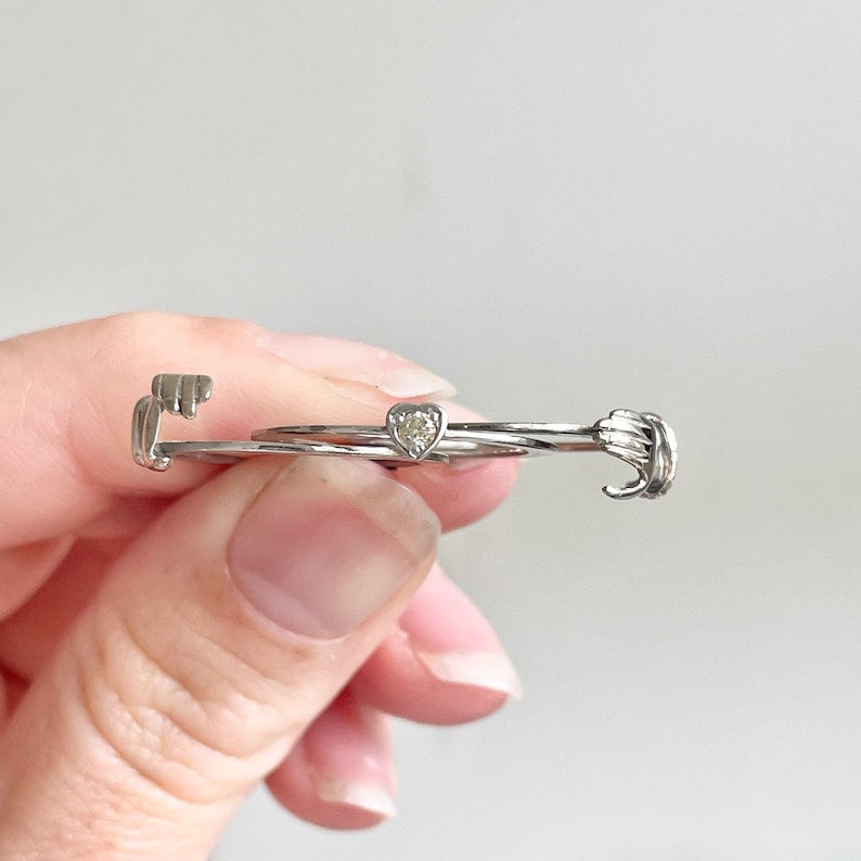 Vintage Gimmel-Fede-ring met verborgen hartontwerp