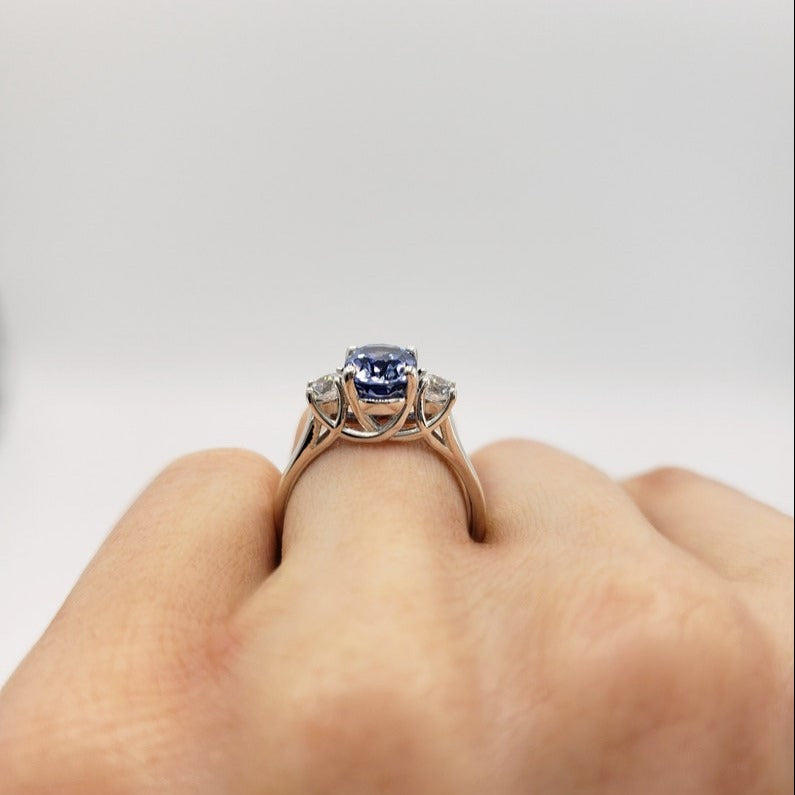 Blauwe saffier ring van sterlingzilver
