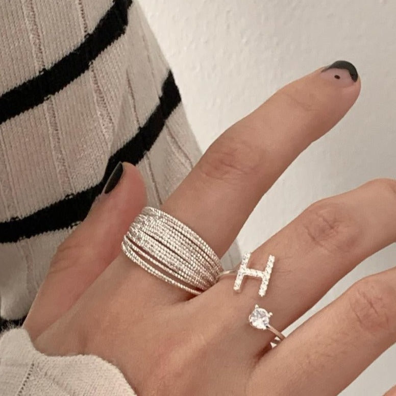 Zirkonia letter sterling zilver ring