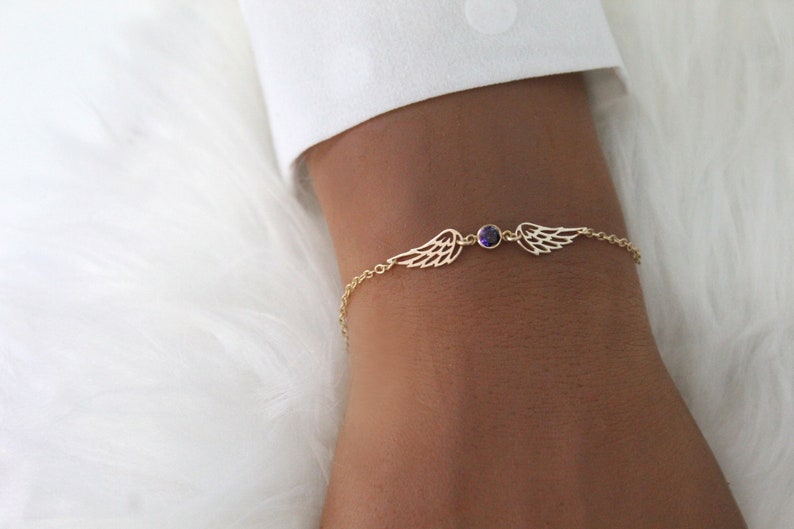 Verbonden door Liefde – Armband- & Kettingset met Engelvleugels en Geboortesteen