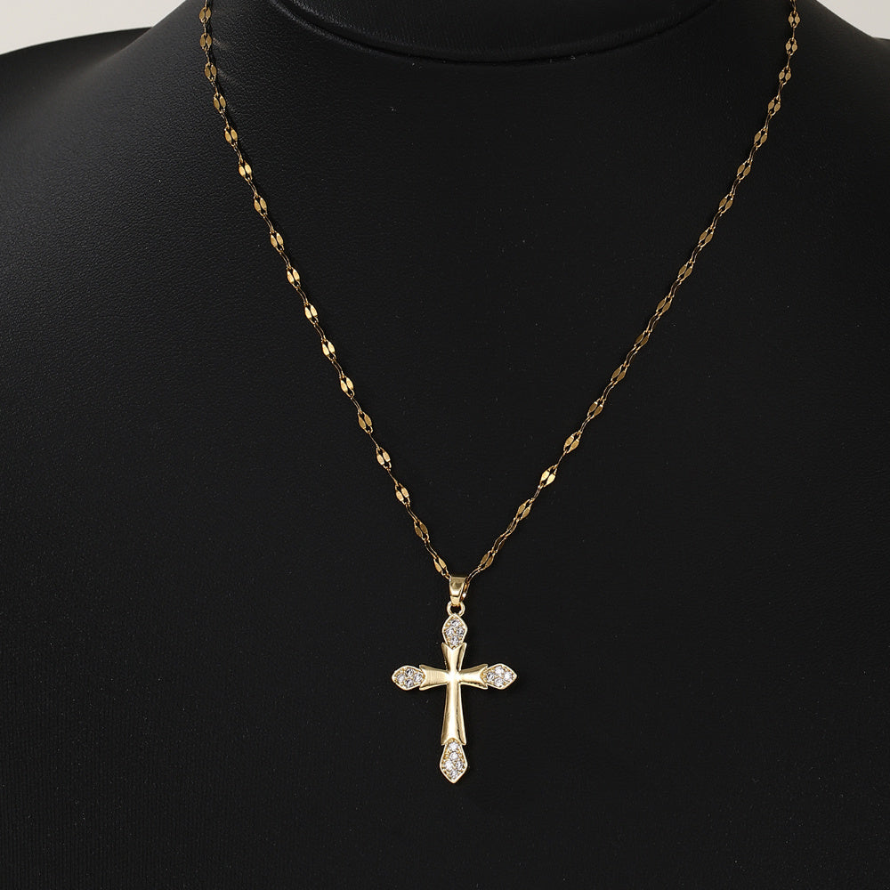 Hemelse Gratie Sprankelende Kruisketting met Vintage Minimalistische Charme